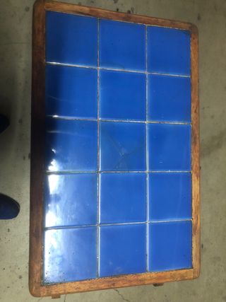 Carro mesa botellero madera y cerámica