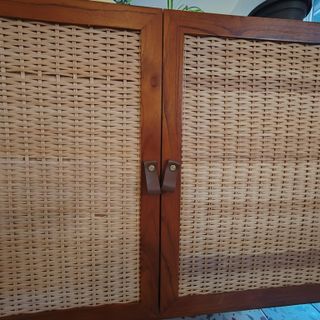 Credenza vintage rattan e legno