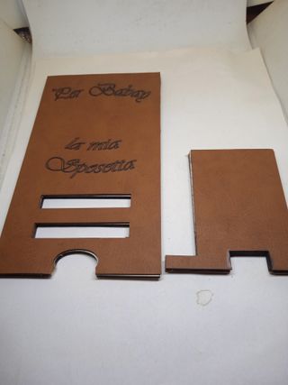 Supporto Telefono Legno e Cuoio