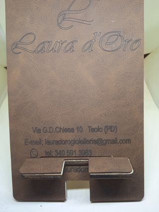 Supporto Telefono Legno e Cuoio