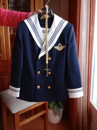 Traje de niño para comunión azul y blanco
