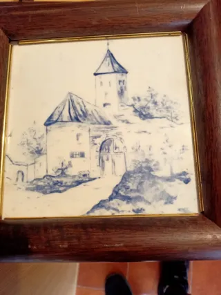 3 mattonelle artistiche Delft blu