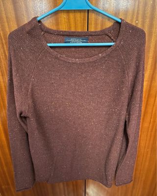 Jersey Pull&Bear cuello ancho borgoña M