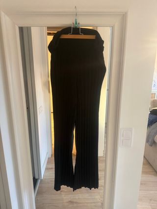 Pantalón de punto ancho negro