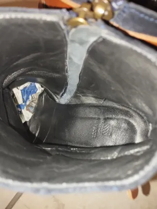 Stivaletti donna blu con cinturini marroni