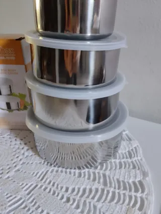 Set 5 Contenitori Cibo Acciaio Inox