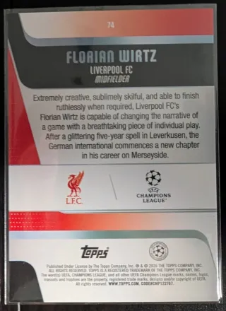 6 Cromos Topps Champions Liverpool F.C (Salah)