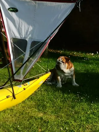 Kayak de travesía con vela de empopada
