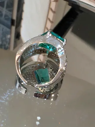 Anillo Cóctel Pave Esmeralda Plata