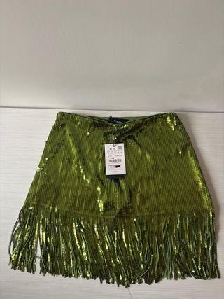 Falda Pull & Bear lentejuelas verde