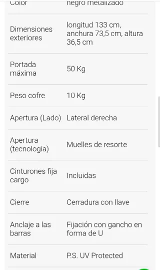 Cofre de techo G3 Arjes 320 negro - 240 litros