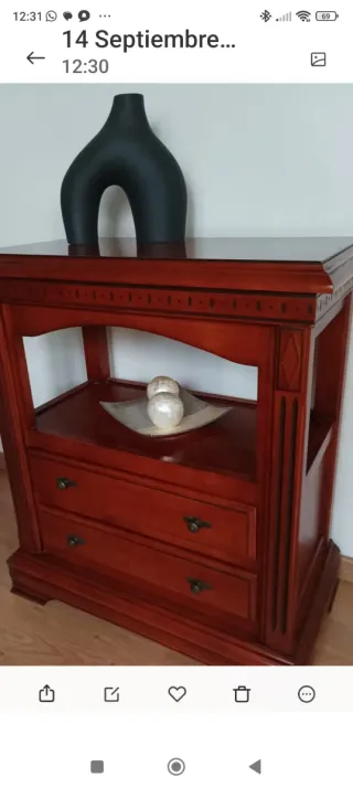 Espejo y mueble forja maciza marrón