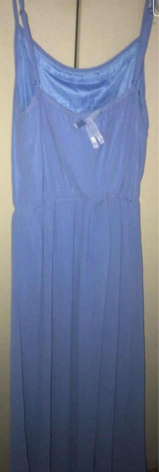 Vestido fiesta azul X con pedrería