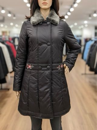 Abrigo Kenzo Negro con Bordado Floral