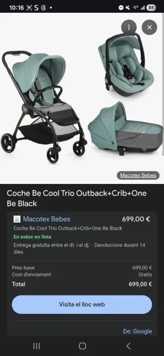 Coche Be Cool Trio Outback+Crib+One