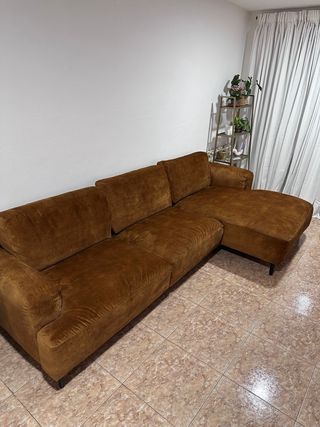 Sofá Rinconera Marrón Terciopelo