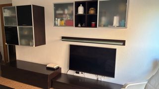 Mueble de salón modular wengue y cristal