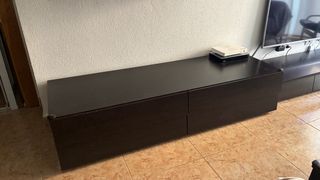 Mueble de salón modular wengue y cristal