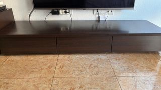 Mueble de salón modular wengue y cristal