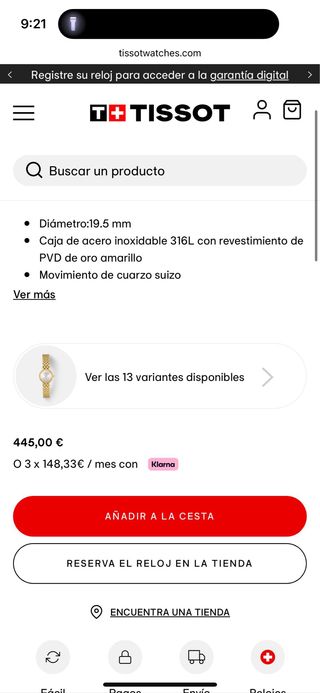 Reloj Tissot 1853 Dorado