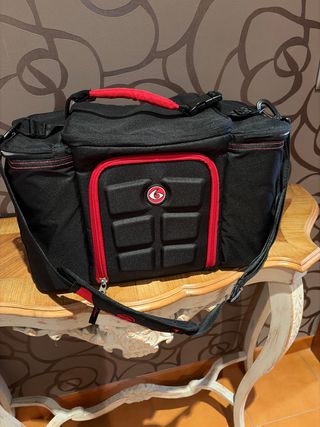 6 Pack Fitness Bolsa Negra Roja