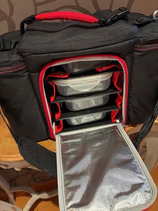 6 Pack Fitness Bolsa Negra Roja