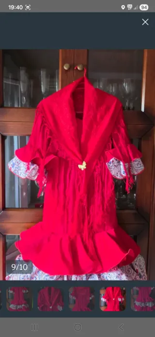 Traje Flamenco Niña Rojo y Blanco Talla Única