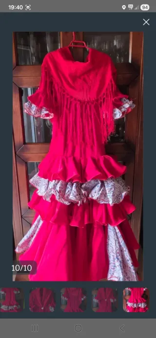 Traje Flamenco Niña Rojo y Blanco Talla Única