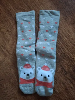 Calzettoni invernali con orsetti e cuori
