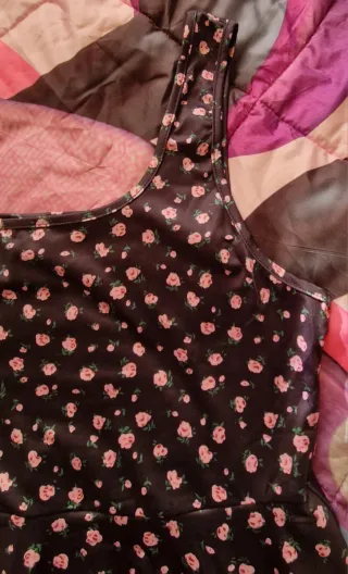 Vestito donna floreale nero e rosa taglia XXXL