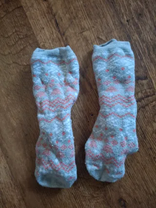 Calzettoni invernali fantasia grigio/rosa