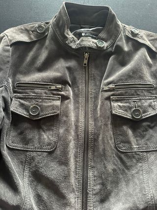 Chaqueta de ante auténtico gris