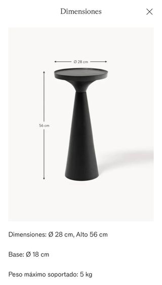 Mesa Auxiliar Redonda Negra