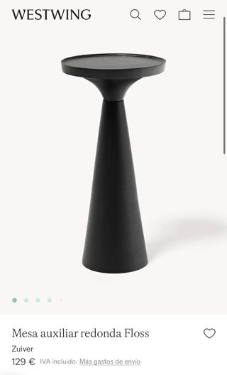 Mesa Auxiliar Redonda Negra