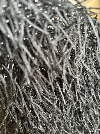 Top Mango fiesta negro flecos tirantes Talla M