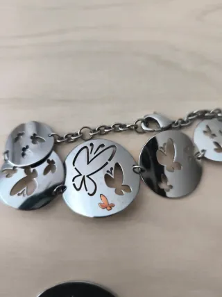 Collar y pulsera acero mariposas