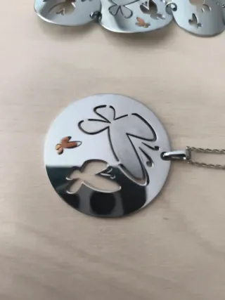Collar y pulsera acero mariposas