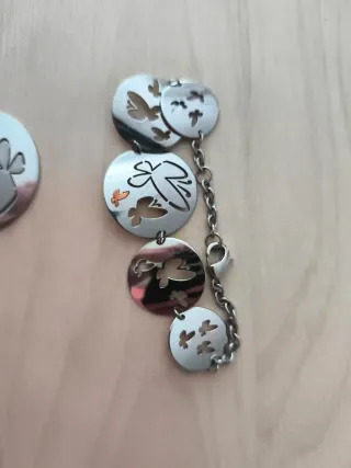 Collar y pulsera acero mariposas