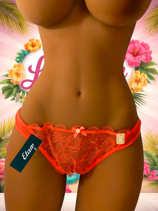 Tanga de encaje naranja
