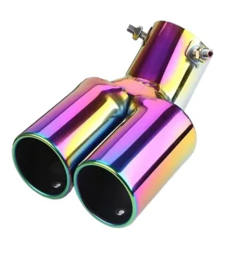 Tubo de escape doble cromado arcoíris