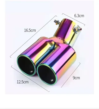 Tubo de escape doble cromado arcoíris