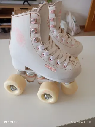 Patines Oxelo Niña Talla 28 Blancos Rosas