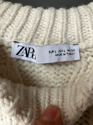 Jersey Zara Blanco Trenzado Perlas Talla M/L