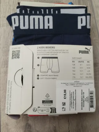 Boxers Puma Niños Talla 128 (2 Pares)