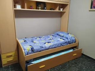 Dormitorio juvenil puente madera clara