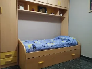 Dormitorio juvenil puente madera clara