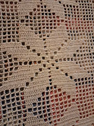 Colcha ganchillo artesanal beige