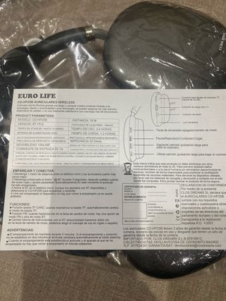 Auriculares Bluetooth 5.0 EURO LIFE Negros