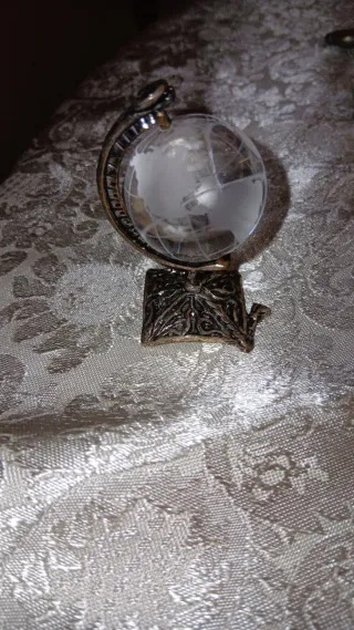 Antiquariato Globo Terrestre Vetro Metallo