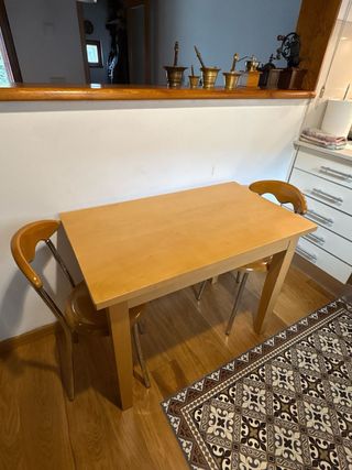 Mesa y 2 Sillas Cocina Madera Cromado